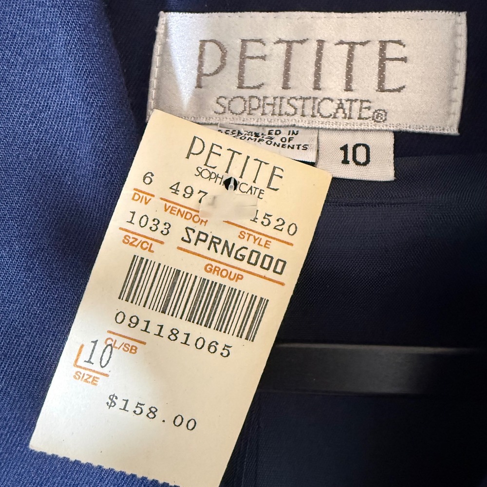 Petite Sophisticate Blue Gold Blazer Jacket Vintage 90s NWT Modern Size 6/8 - Picture 9 of 12
